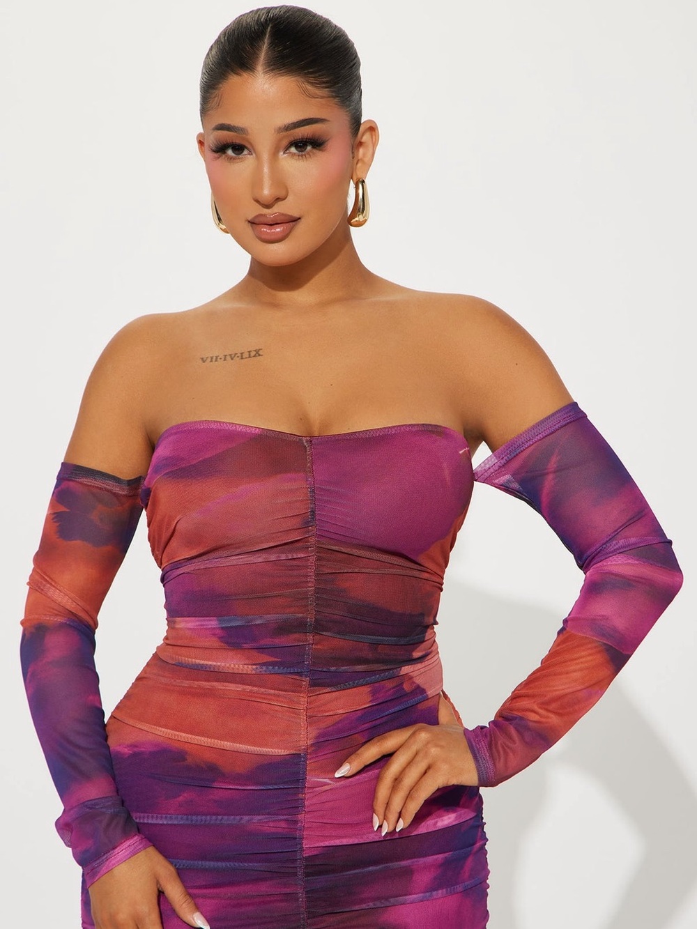 Fashion Nova Off-Shoulder Sunset Maxi Dress